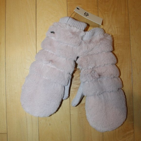 NWT‎ UGG WOMEN'S GIRL'S FUR MITTENS PINK - Picture 5 of 5